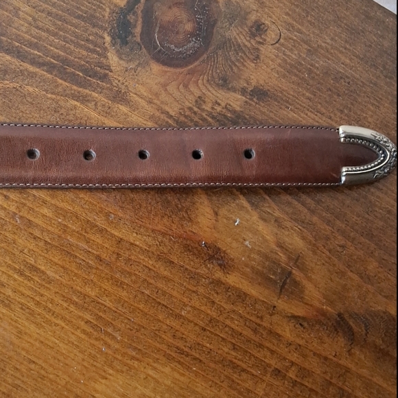 Talbots Vintage Western Brown Leather Belt with Silver Buckle - Picture 10 of 12